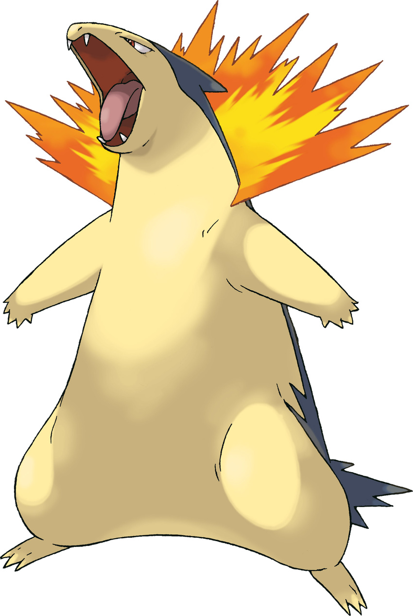 fire highres nintendo no_humans open_mouth pokemon pokemon_(game) standing typhlosion
