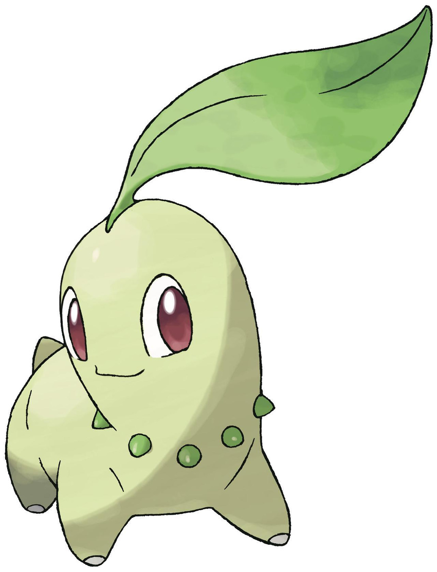 all_fours chikorita green_skin highres leaf no_humans pokemon pokemon_(game)