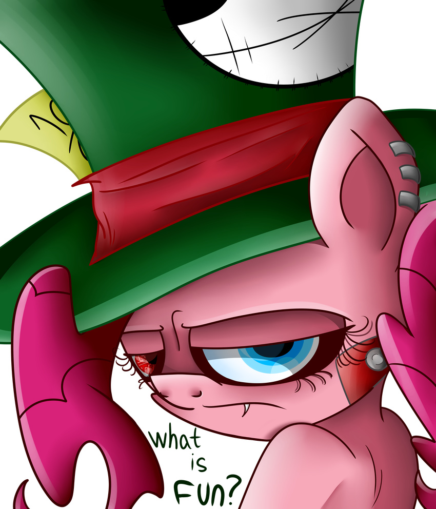 absurd_res alpha_channel bot english_text equine extradan female friendship_is_magic hat hatter hi_res horse looking_at_viewer machine mad_hatter mammal mechanical my_little_pony pinki_pie_(mlp) pinkie_pie_(mlp) plain_background pony robot sharp_teeth solo teeth text transparent_background unimpressed