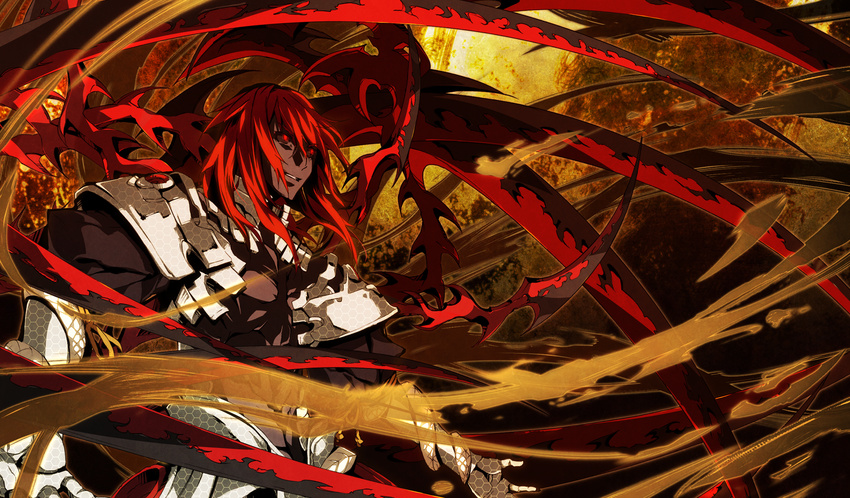 armor g_yuusuke game_cg kajiri_kamui_kagura male red_eyes red_hair weapon
