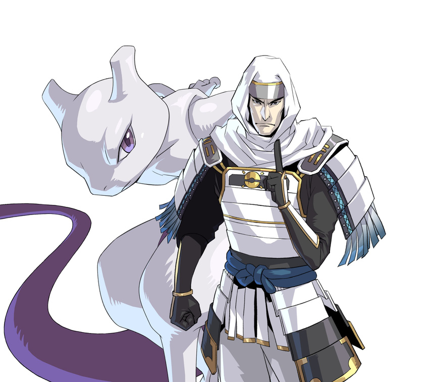 armor highres male male_focus mewtwo official_art pokemon pokemon_+_nobunaga_no_yabou tail uesugi_kenshin