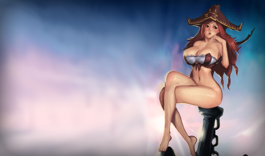 bottomless breasts cleavage hat huge_breasts instant-ip instant_ip league_of_legends legs legs_crossed sarah_fortune sitting thighs