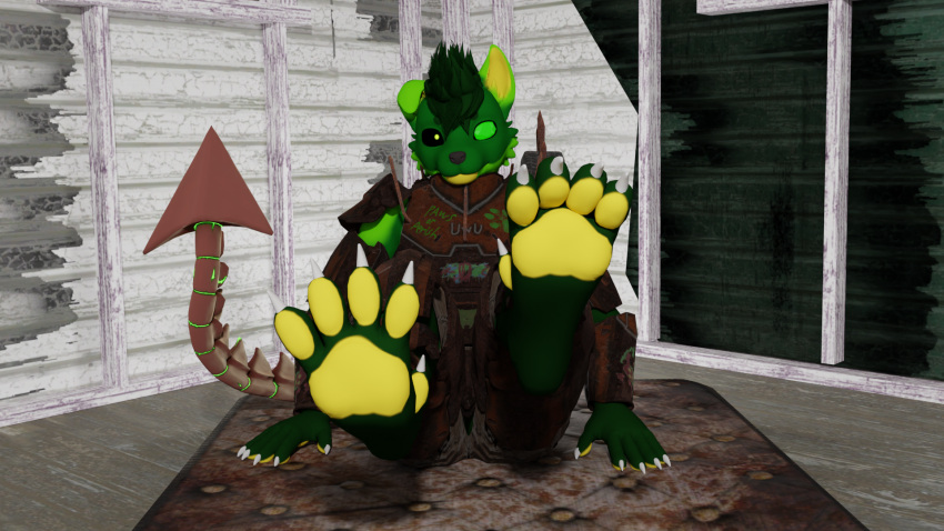 4_toes ambiguous_gender anthro armor canid canine canis feet foot_fetish foot_focus foot_play fur green_body green_fur hi_res lance_barrowpaw lance_the_lich lich male mammal pawpads post-apocalyptic solo toes undead wolf