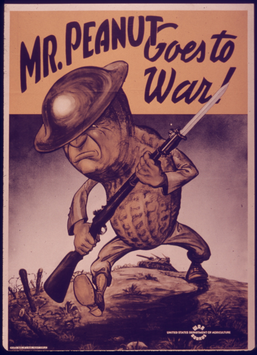 20th_century absurd_res ancient_art bayonet clothed clothing english_text featureless_crotch food food_creature footwear fruit gun hi_res holding_gun holding_object holding_rifle holding_weapon humanoid_hands knife male military_helmet not_furry nut_(fruit) outside peanut_(food) plant poster propaganda propaganda_poster ranged_weapon shoes solo tank text traditional_media_(artwork) unknown_artist vehicle walking weapon