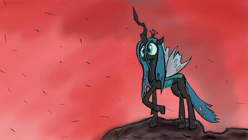 absurd_res changeling equine female feral friendship_is_magic hi_res horse my_little_pony pony queen_chrysalis_(mlp) salvadordl solo wings