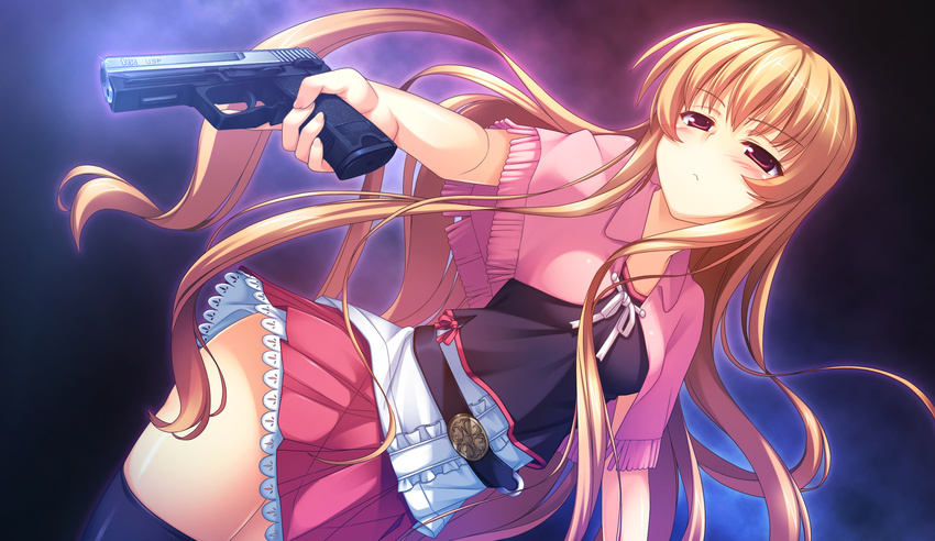 blonde_hair game_cg gun long_hair ogi_mina sinclient tagme_(artist) thighhighs weapon