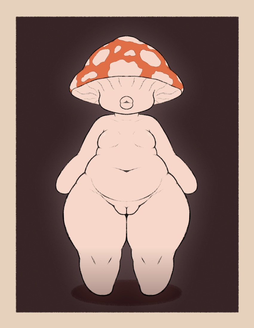 breasts brown_background elemental_creature elemental_humanoid eyeless featureless_breasts featureless_feet featureless_hands feet female front_view fungi_fauna fungi_humanoid fungus genitals hi_res humanoid innie_pussy keelpowah lips markings mushroom mushroom_humanoid navel nude pussy red_body short_stack simple_background slightly_chubby small_breasts solo spots spotted_body tan_background tan_body thick_lips thick_thighs wide_hips