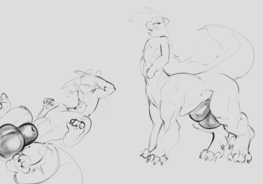 animal_genitalia anthro balls big_balls curseofdreg dragon fur furred_dragon genitals male mythological_creature mythological_scalie mythology scalie sheath solo taur