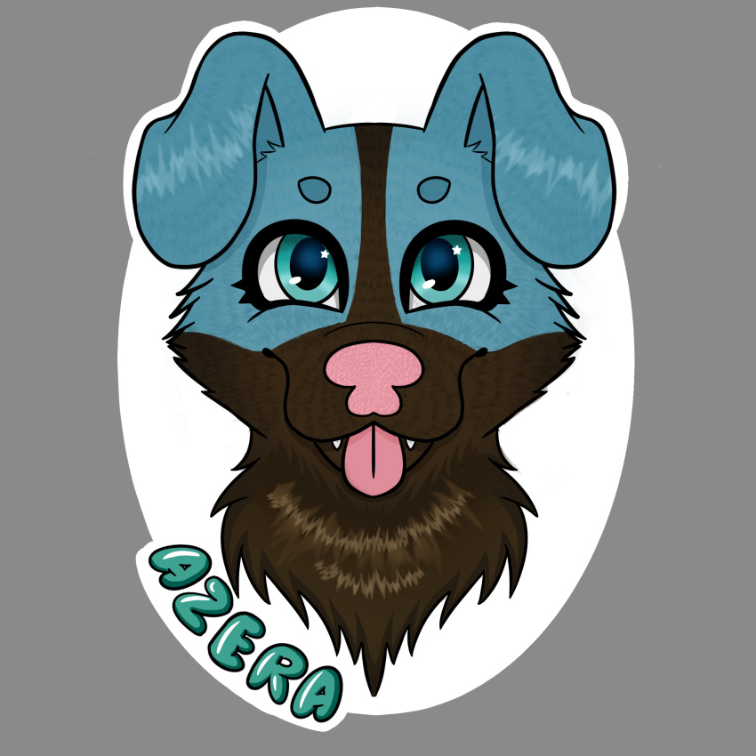 anthro badge canid canine canis digital_media_(artwork) domestic_dog fan_character female feral headshot_portrait hi_res mammal ozzie_cat portrait solo tongue tongue_out