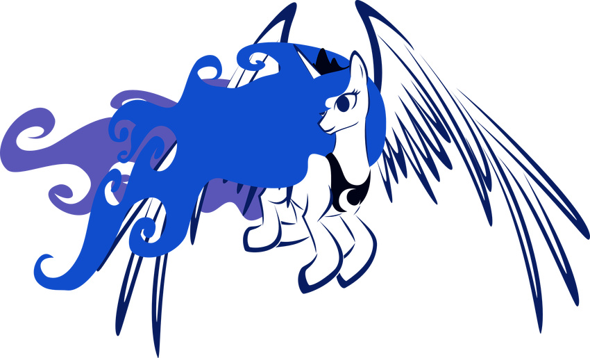 blue_eyes blue_hair equine female feral friendship_is_magic hair horn long_hair mammal my_little_pony princess_luna_(mlp) smile solo up1ter winged_unicorn wings
