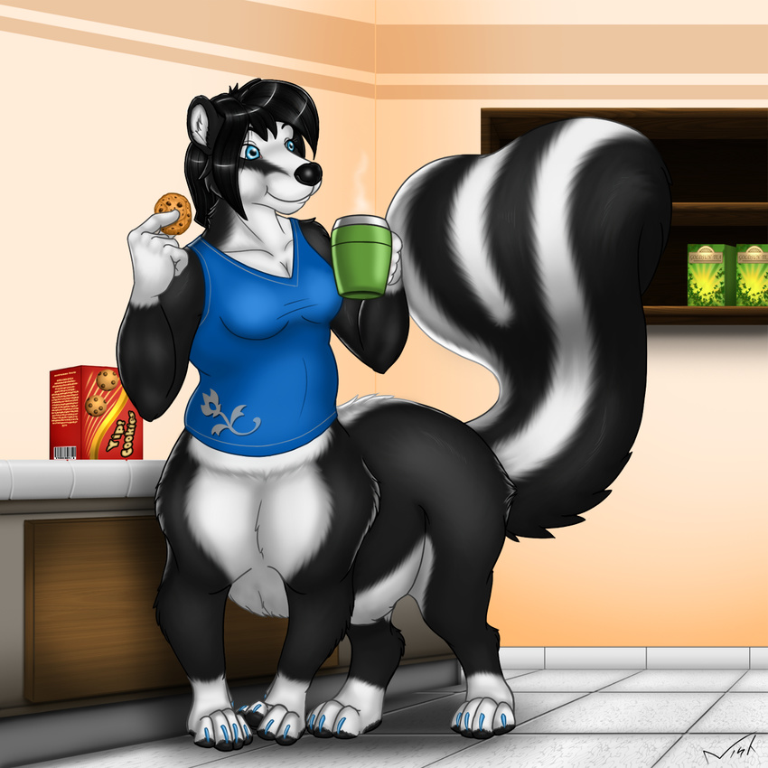 coffee cookie female invalid_tag kitchen mammal nisharu skunk skunktaur sofia_belk stripe taur