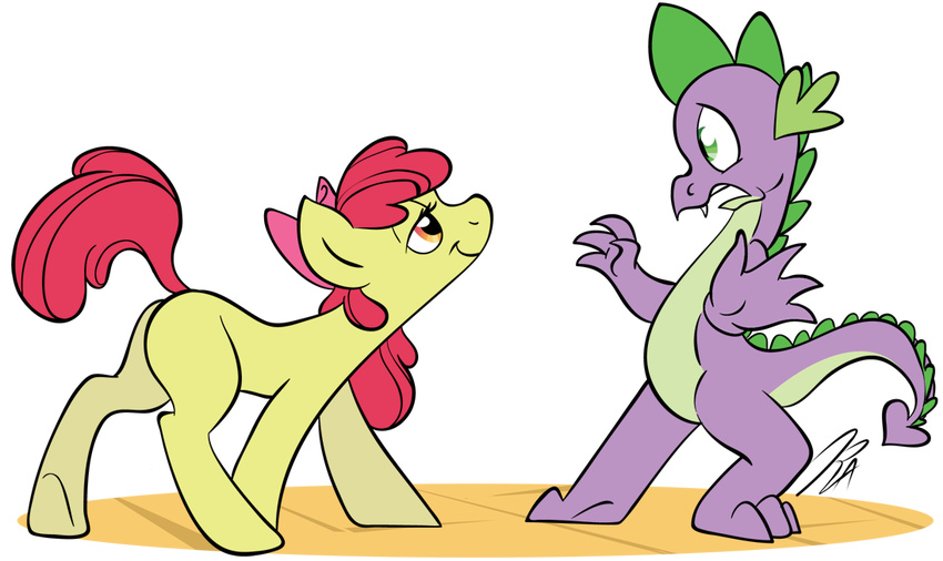 apple_bloom_(mlp) butt cub dragon duo equine estrus fangs female feral friendship_is_magic fur hair horse imminent_rape in_heat interspecies invalid_color invalid_tag male mammal my_little_pony nervous ocrap plain_background pony purple purple_scales rannva red_hair scalie seductive smile spike_(mlp) standing straight transparent_background yellow_fur young