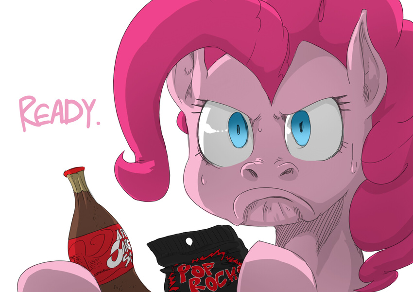 applesarcum blue_eyes candy challenge_accepted edit elslowmo equine female friendship_is_magic hair horse mammal my_little_pony pink_hair pinkie_pie_(mlp) plain_background pony pop_rocks reaction_image shit_just_got_real soda solo sunibee sweat white_background