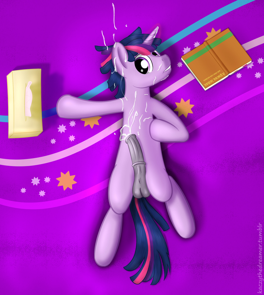 balls book crossgender cum cum_on_face cum_on_self dusk_shine_(mlp) equine feral friendship_is_magic hair horn horse horsecock kaczy looking_at_viewer lying male mammal masturbation multi-colored_hair my_little_pony on_back penis purple_eyes solo twilight_sparkle_(mlp) unicorn