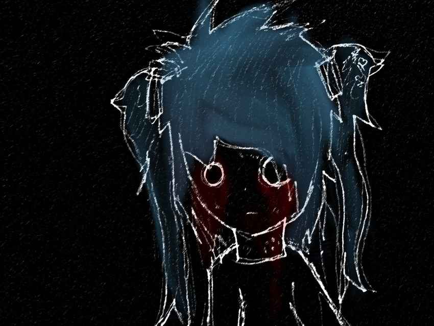 black blood blue crying dark dead death depressing evil female girl grey highres human miku person red sad white zombie