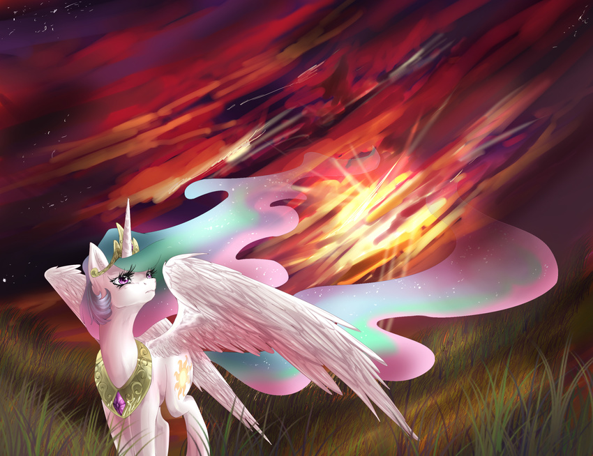 dreampaw equine female feral friendship_is_magic horn horse mammal my_little_pony pony princess princess_celestia_(mlp) royalty solo winged_unicorn wings