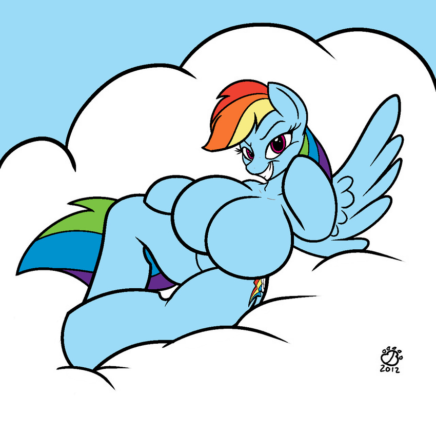 anthrofied badgerben big_breasts big_butt breasts butt equine female friendship_is_magic grin horse huge_breasts hyper hyper_breasts inviting looking_at_viewer mammal my_little_pony pegasus pony rainbow_dash_(mlp) smile solo wings