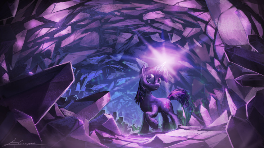 cave cool_colors cutie_mark equine female feral friendship_is_magic hair horn horse huussii mammal multi-colored_hair my_little_pony pony purple_eyes purple_theme solo twilight_sparkle_(mlp) unicorn