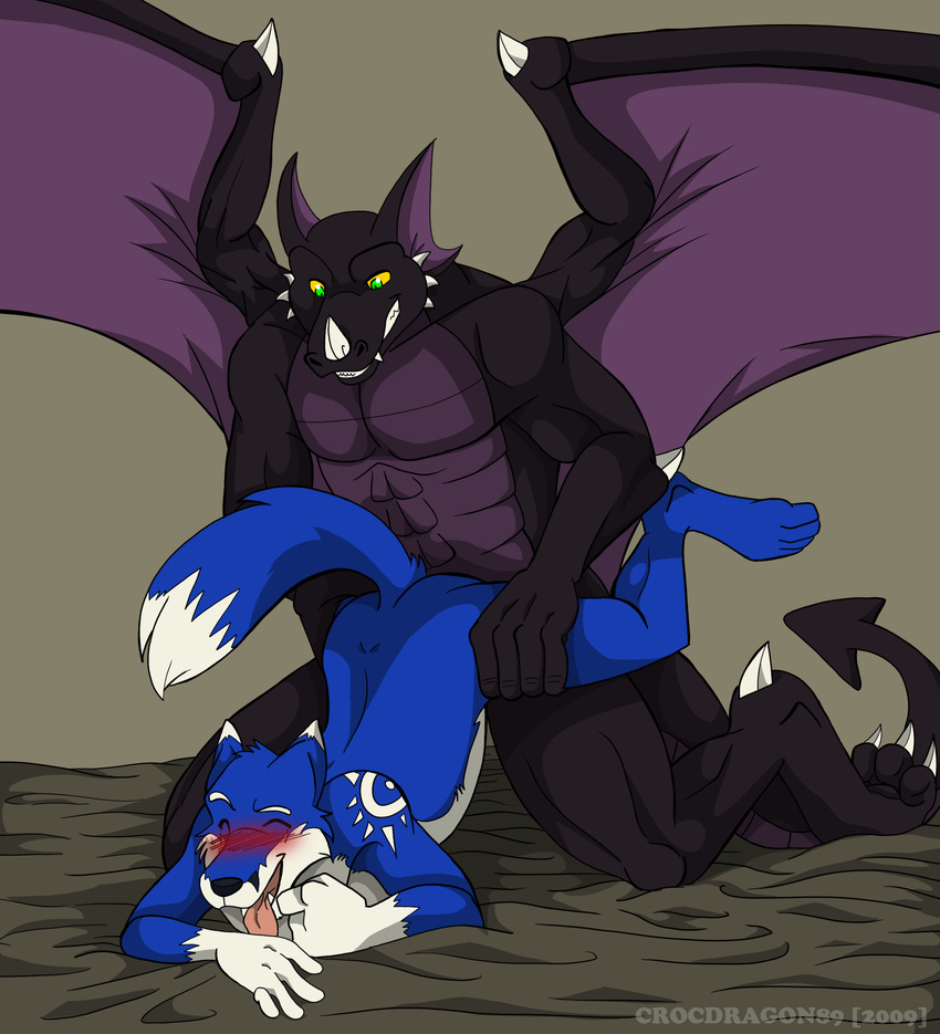 &lt;3 3_toes abs all_fours anal anal_penetration anthro bed biceps big_muscles black_dragon black_nose black_scales black_skin blue_fur blush body_markings canine claws clenched_teeth crocdragon89 doggystyle dragon duo erection eyes_closed fangs folf fox from_behind fur gay green_eyes gripping happy holding horn humping hybrid interspecies kneeling legs_up lying male mammal markings muscles nik nude on_front open_mouth pecs penetration penis plain_background purple_skin raised_leg raised_tail scales sex size_difference socks_(marking) sonicfox spread_legs spread_wings spreading tattoo teeth toe_claws tongue tongue_out wheelbarrow_position white_fur wings wolf yellow_eyes zeke_(crocdragon89)