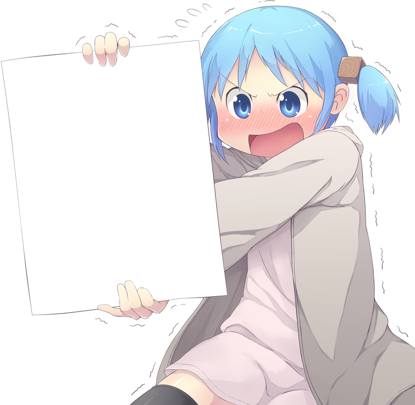 blue_eyes blue_hair blush casual exploitable hair_cubes hair_ornament highres hiroki_eiki naganohara_mio nichijou paper short_hair solo template thighhighs transparent_background trembling twintails