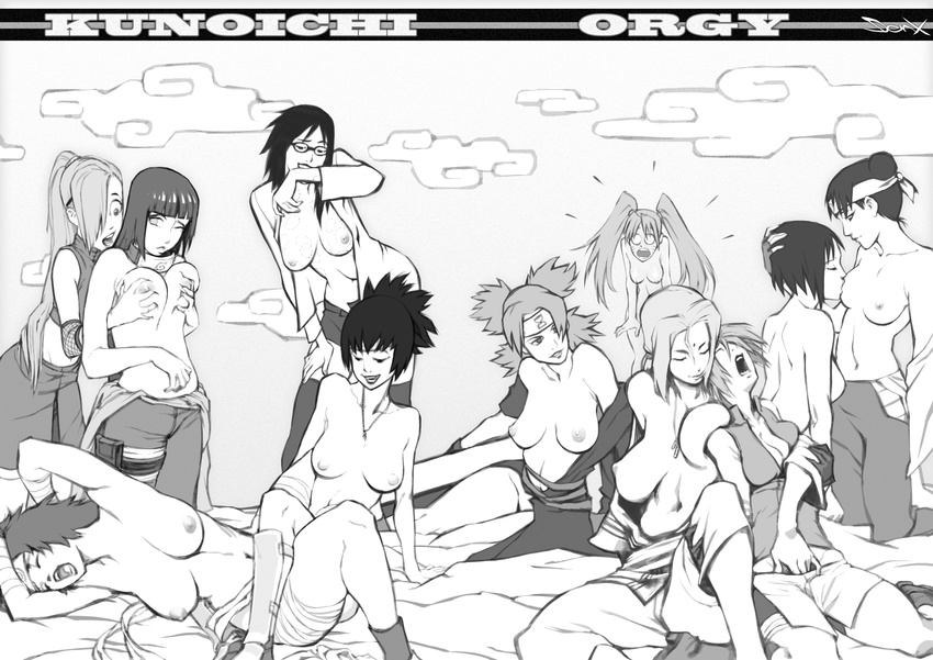 6+girls armpits bandage bite_mark biting black_hair breast_grab breast_sucking breasts eyes_closed fingering forehead_protector freideugoi genderswap glasses grabbing grin group_sex haruno_sakura highres hyuuga_hinata karin_(naruto) large_breasts long_hair mitarashi_anko multiple_girls naruko naruto naruto_shippuuden open_clothes open_mouth open_shirt orgy ponytail sex shirt shizune_(naruto) short_hair shorts smile temari tenten thighhighs topless tribadism tsunade twintails yamanaka_ino yuri yuuhi_kurenai