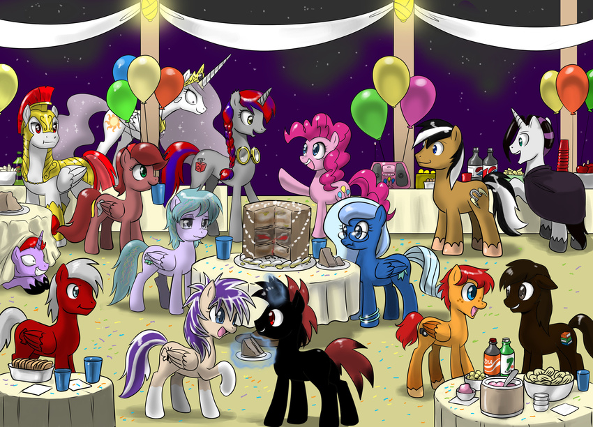 absurd_res armor aurafluff balloon black_fur blue_eyes brown_eyes brown_fur cake captain_courage captain_courage_(mlp) cloud_weaver cocoa_bean cutie_mark equine female feral food freckles friendship_is_magic fur green_eyes grey_fur grey_hair group hair hi_res hiding horn horse john_joseco levitation magic male mammal my_little_pony nether night ohnine original_character pegasus pinkie_pie_(mlp) pony princess_celestia_(mlp) radio rapid red_eyes red_fur ryan_speedhooves sleepy_skies snapshot spades starcrosser table terrafirma two_tone_hair unicorn white_fur winged_unicorn wings