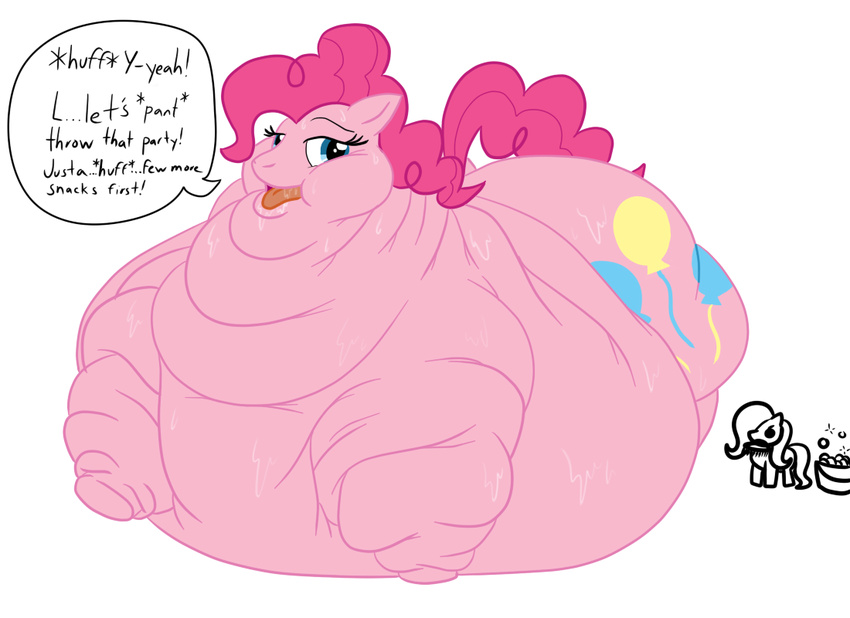 baby_got_back big_cheeks derp diabetes drooling duh equine female feral friendship_is_magic fur guyfuy hair horse i'm_hungry_hombre it's_a_turtle mammal morbidly_obese multiple_chins my_little_pony overweight parties_lead_to_diabetus party pink_fur pink_hair pink_skin pinkie_pie_(mlp) plain_background pony saliva solo sweat the_horror tongue tongue_out what_has_science_done white_background