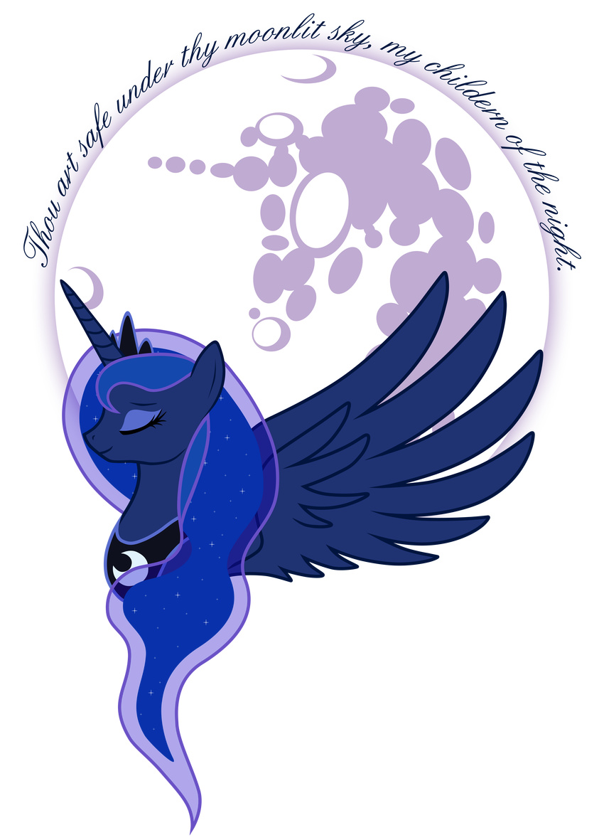 alpha_channel blue_fur english_text equine female friendship_is_magic fur hi_res horn horse mammal moon my_little_pony plain_background pony princess princess_luna_(mlp) royalty sirhcx text transparent_background winged_unicorn wings