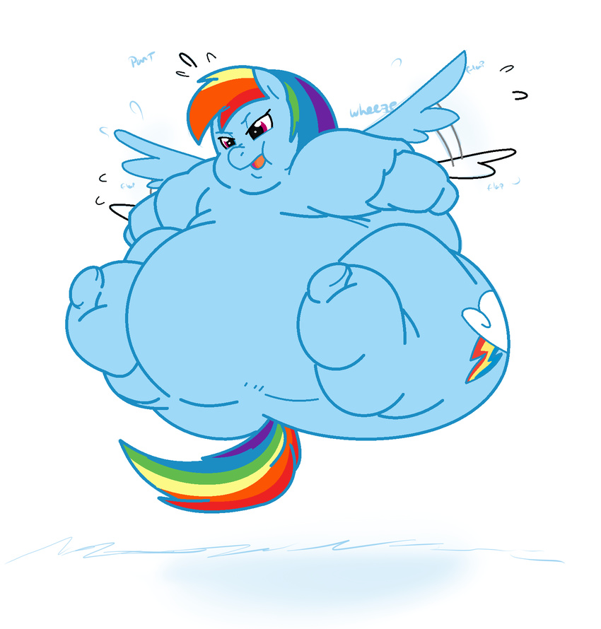 blue_fur blue_skin butt cutie_mark equine exercise female flabby flying friendship_is_magic fur hair mammal morbidly_obese multi-colored_hair my_little_pony obese overweight panting pegasus plain_background rainbow_dash_(mlp) rainbow_hair solo toxicko wheezing white_background wings you're_too_fat_to_fly you_need_a_diet