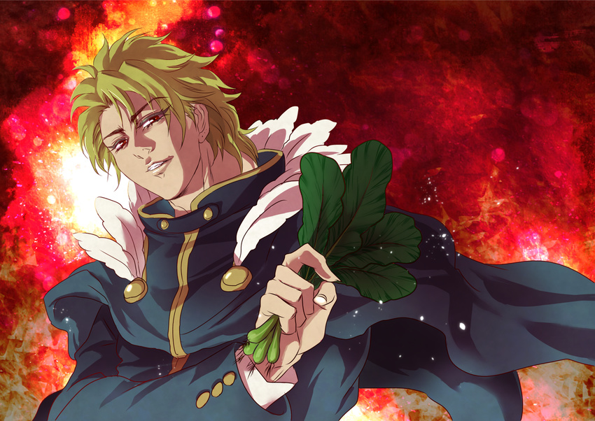 bad_id bad_pixiv_id blonde_hair dio_brando eciton feathers jojo_no_kimyou_na_bouken male_focus red_eyes solo spinach