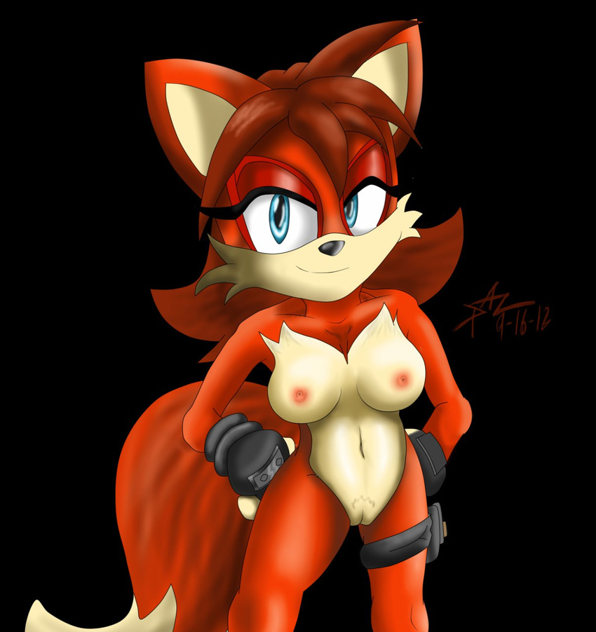 blue_eyes breasts canine female fiona_fox fox looking_at_viewer mammal nipples nude pose pussy sega solo sonic_(series)