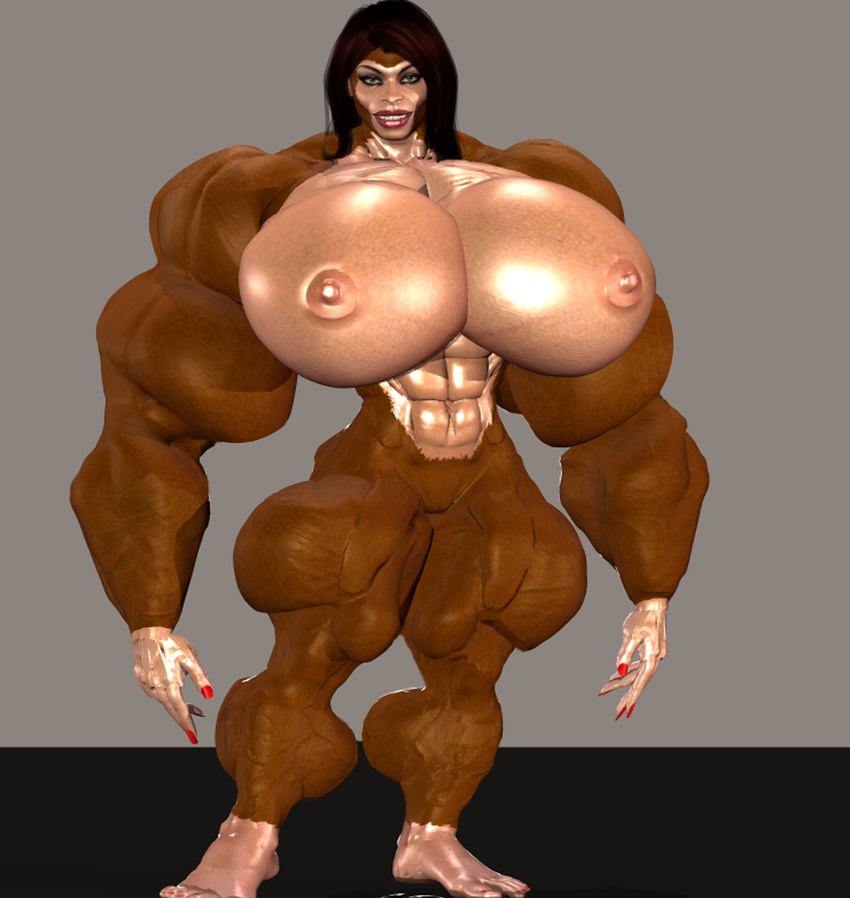 abs angel-uriel15 anthro ape biceps big big_breasts big_muscles breasts female fur gorilla hyper hyper_muscles looking_at_viewer mammal muscles muscular_female nipples nude pose primate solo