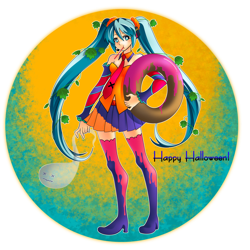 aqua_eyes aqua_hair ghost halloween hatsune_miku highres kuro_(oden_no_sono) long_hair solo twintails vocaloid