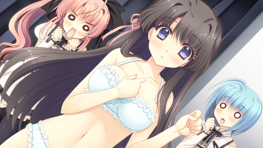 blush bra game_cg nishimata_aoi panties tagme_(character) tsuki_ni_yorisou_otome_no_sahou underwear