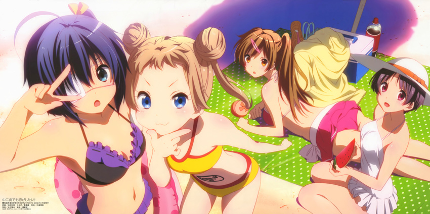 bikini chuunibyou_demo_koi_ga_shitai! dekomori_sanae eyepatch ikeda_kazumi nibutani_shinka swimsuits tagme tsuyuri_kumin