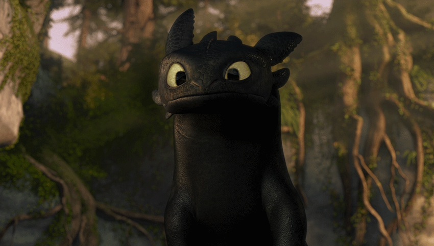 black_scales cute dragon dreamworks feral forest grass how_to_train_your_dragon looking_at_viewer male night_fury outside reptile scalie solo toothless tree western_dragon yellow_eyes