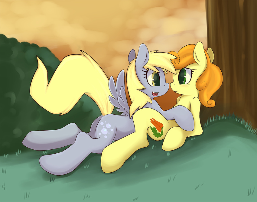 carrot_top_(mlp) cutie_mark derpy_hooves_(mlp) equine eye_contact female friendship_is_magic hi_res horse my_little_pony outside pegasus pony smitty_g tree wings wood