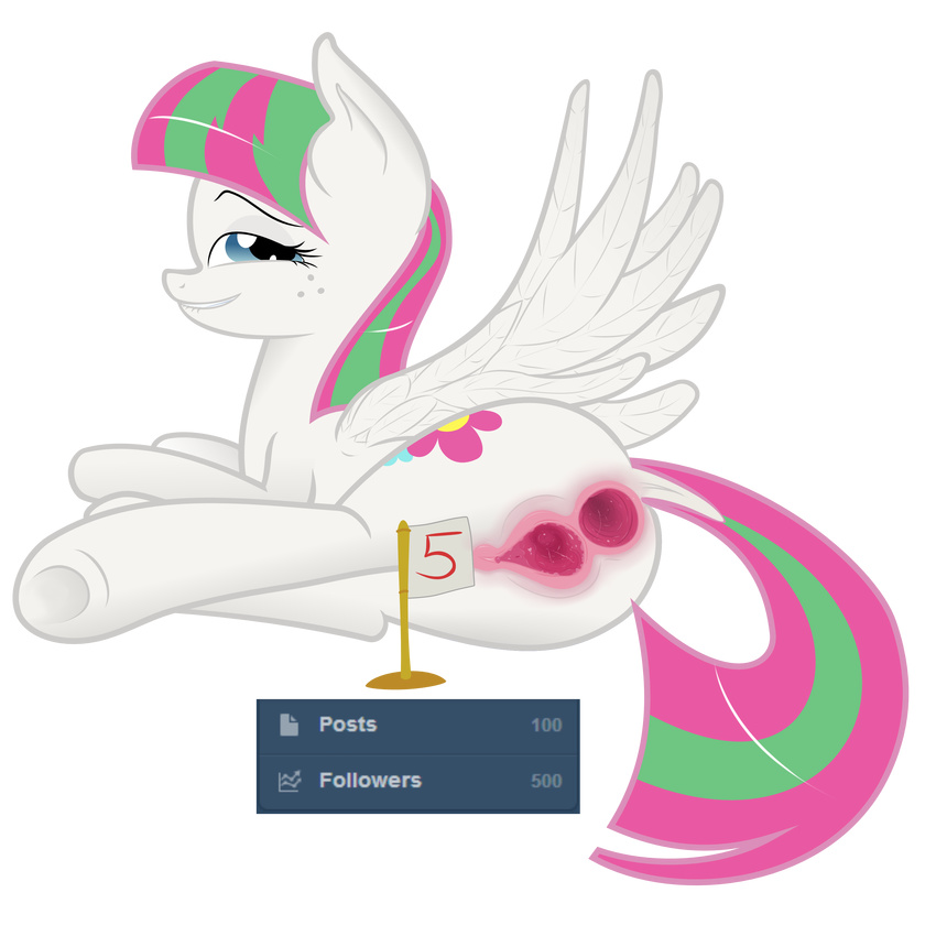 absurd_res alpha_channel anus bloss bloss_(artist) blossomforth_(mlp) blue_eyes cutie_mark equine female feral freckles friendship_is_magic fur gaping hair hi_res horse mammal my_little_pony pegasus plain_background pony pussy solo transparent_background tumblr two_tone_hair white_fur wings