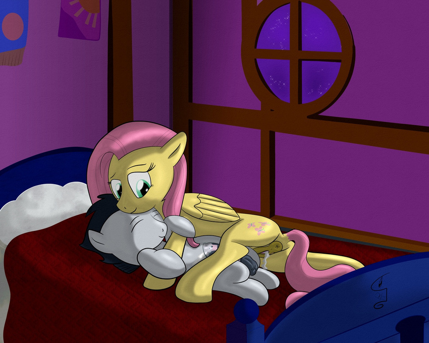 after_sex bed chaosdrop clutterdrop cub cum cum_in_pussy cum_inside cutie_mark duo equine female feral fluttershy_(mlp) friendship_is_magic fur green_eyes hair horse male mammal my_little_pony night pegasus pink_hair pony rumble_(mlp) sleeping wings yellow_fur young