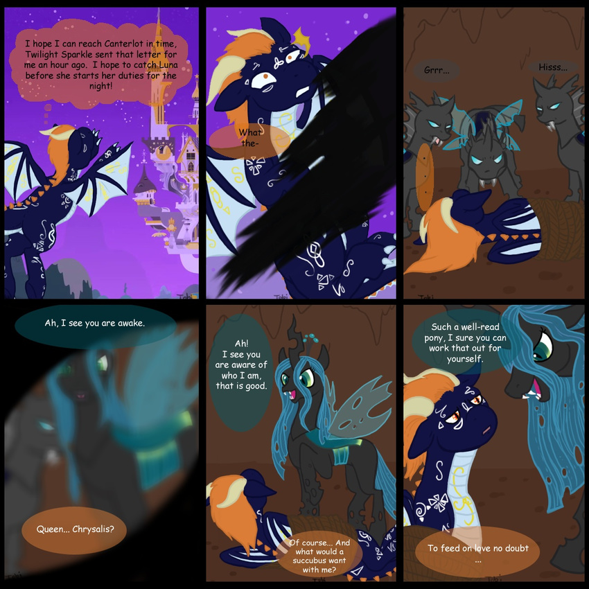 2012 badwing changeling comic dialog dragon duo english_text equine female feral friendship_is_magic group male mammal my_little_pony queen_chrysalis_(mlp) text wings