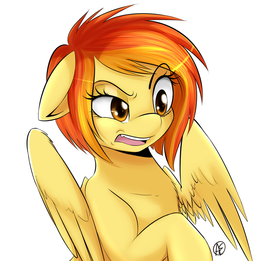 brown_eyes eqiune equine fangs female feral friendship_is_magic hair horse mammal my_little_pony pegasus plain_background pony reaction reaction_image solo spitfire_(mlp) spittfire two_tone_hair white_background wings wonderbolts_(mlp)