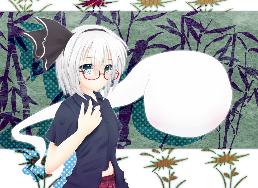 blue_eyes blush ghost_okada glasses headband konpaku_youmu myon short_hair touhou white_hair