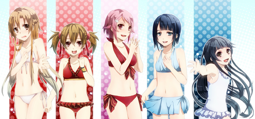 ayano_keiko bikini kirinin shinozaki_rika swimsuit sword_art_online tagme yuuki_asuna