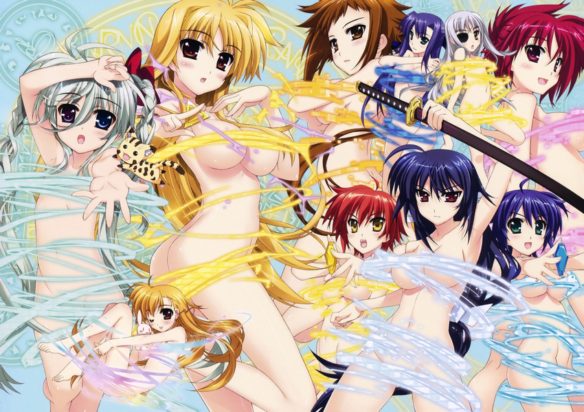 :p absurdres asteion bardiche barefoot blonde_hair blue_eyes blush braid breasts brown_eyes brown_hair butt_crack censored cinque cinque_(nanoha) convenient_censoring cover crystal dieci dieci_(nanoha) einhart_stratos eyepatch fate_testarossa feet fujima_takuya ginga_nakajima green_eyes green_hair hair_ribbon henshin heterochromia highres jet_edge katana large_breasts long_hair lyrical_nanoha mach_caliber mahou_shoujo_lyrical_nanoha mahou_shoujo_lyrical_nanoha_vivid micaiah_chevelle nove nove_(nanoha) nude numbers_(nanoha) purple_eyes purple_hair red_eyes red_hair ribbon sacred_heart scan short_hair silver_hair stuffed_animal stuffed_toy subaru_nakajima sword tongue tongue_out transformation twin_braids twintails vivio weapon wendi wendi_(nanoha) wink yellow_eyes