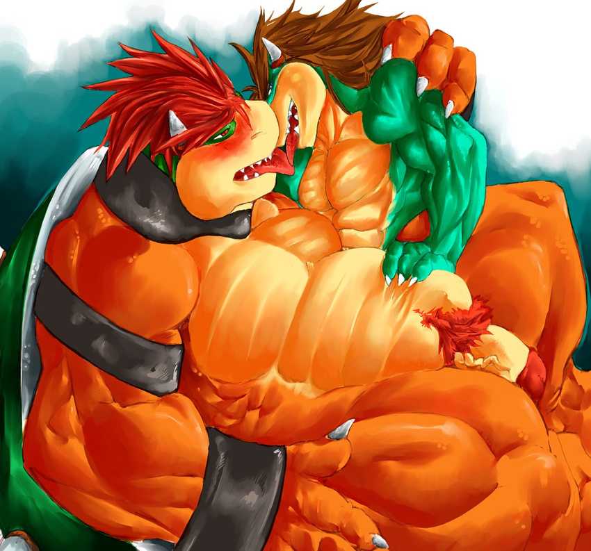 abs bowser claws hairy horn invalid_color koopa licking lizard mario_bros muscles nintendo penis scalie tongue turtle video_games