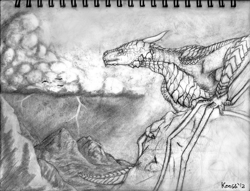 dragon fantasy koosh-ball lightning mountain pencil scales sketchbook steggy storm traditional traditional_media wings wyvern