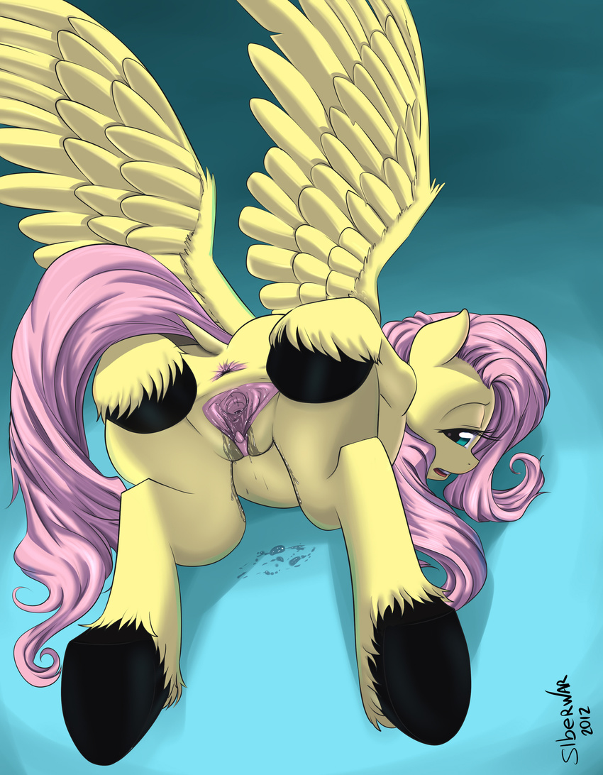 2012 anus clitoris equine female feral fluttershy_(mlp) friendship_is_magic hair hooves horse my_little_pony pegasus pony pussy pussy_juice siberwar solo spread_anus spread_pussy spreading wings