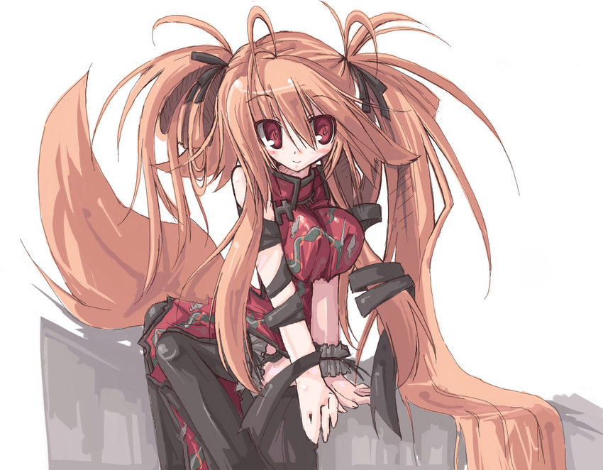 animal_ears bad_id bad_pixiv_id breasts endou_chihiro fox_ears fox_tail large_breasts long_hair original red_eyes simple_background solo tail very_long_hair white_background