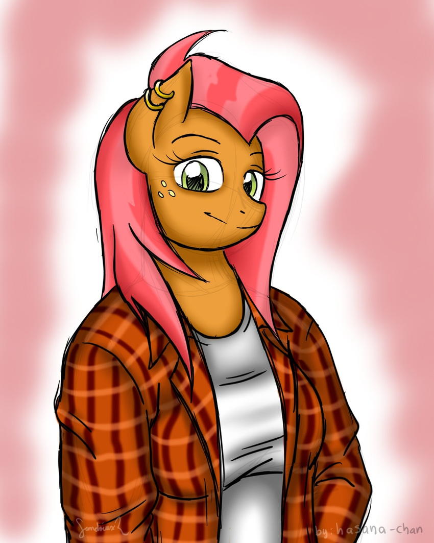 anthrofied babs_seed_(mlp) equine female flannel freckles friendship_is_magic hair hasana-chan horse looking_at_viewer mammal my_little_pony pony solo