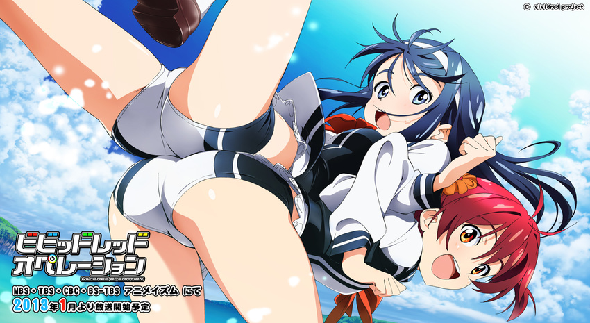 buruma futaba_aoi_(vividred_operation) isshiki_akane seifuku tanaka_yuusuke vividred_operation